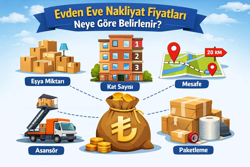 Trabzon evden eve nakliyat fiyatları eşya miktarı kat sayısı, mesafe, asansörlü taşıma, paketleme