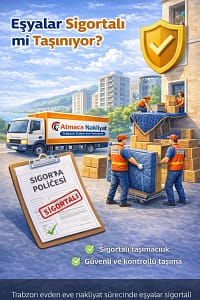 Trabzon evden eve nakliyat hizmetinde Atmaca Nakliyat tarafından sigortalı ve güvenli şekilde taşınan ev eşyalarını gösteren görsel